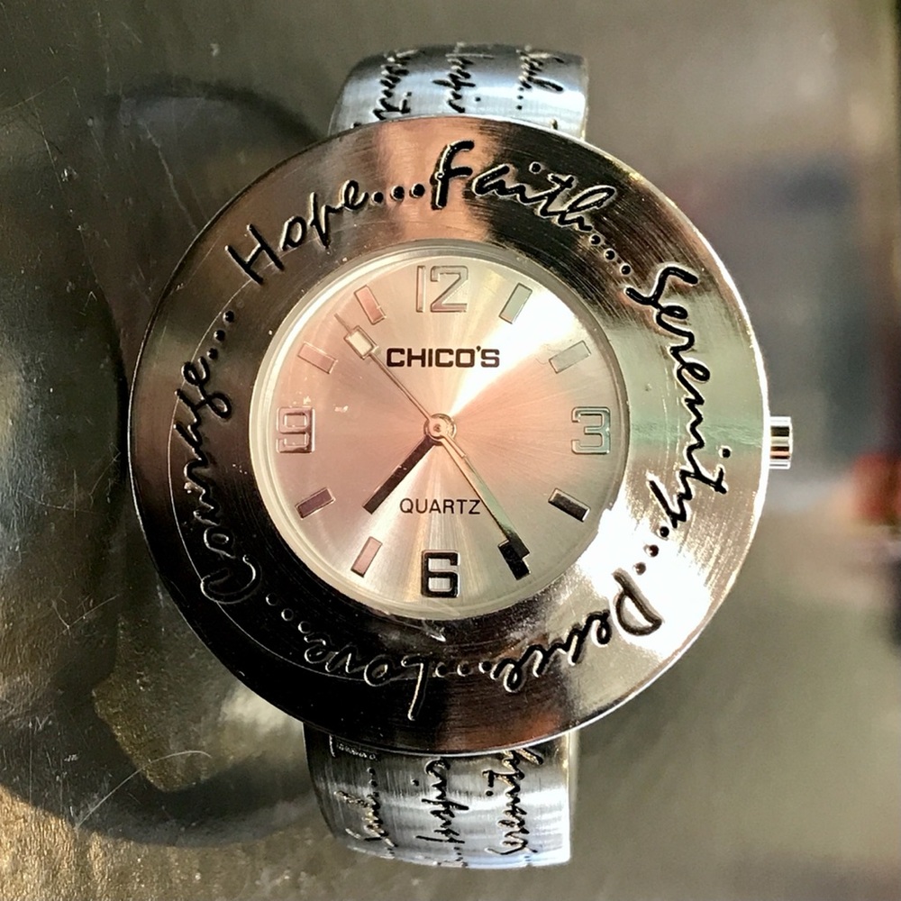 CHICOS Watch Stainless Hope Faith Serenity Script